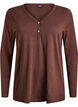 FLASH - Long-sleeved t-shirt with V-neck and buttons, Brown, Packshot image number 0