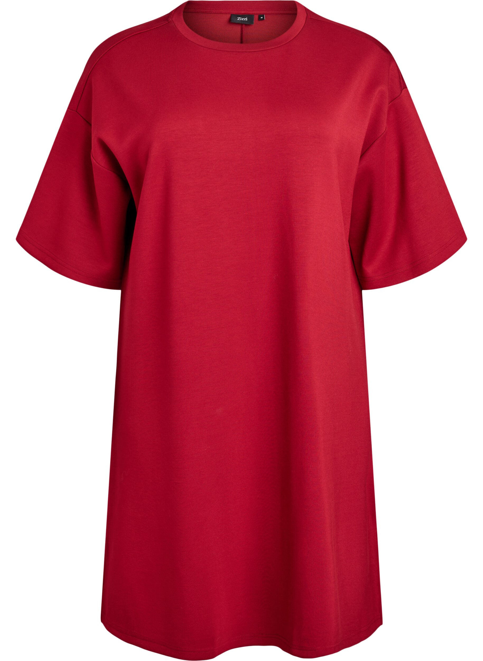 T-shirt dress in jersey with side slits