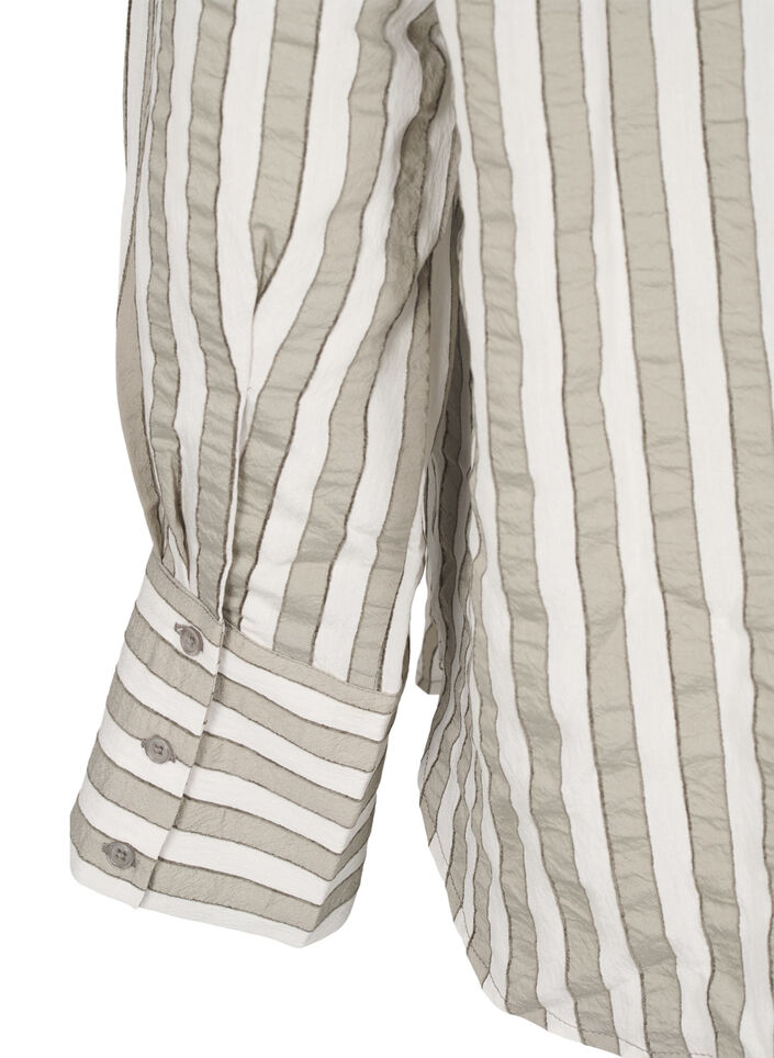 Loose shirt with stripes, Beige, Packshot image number 3