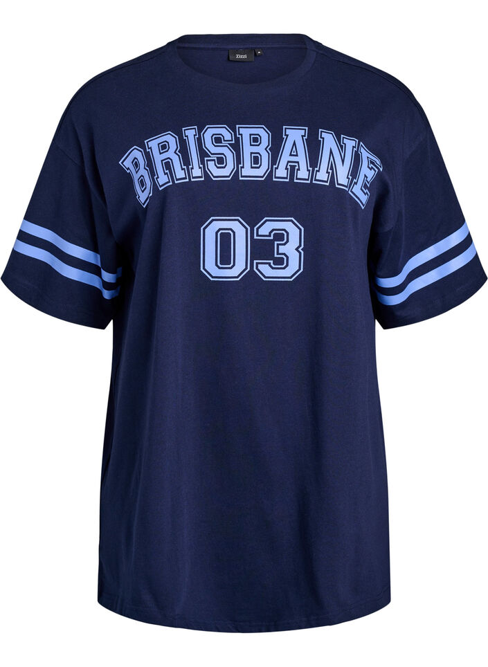 Sporty oversized college T-shirt, Blue, Packshot image number 0