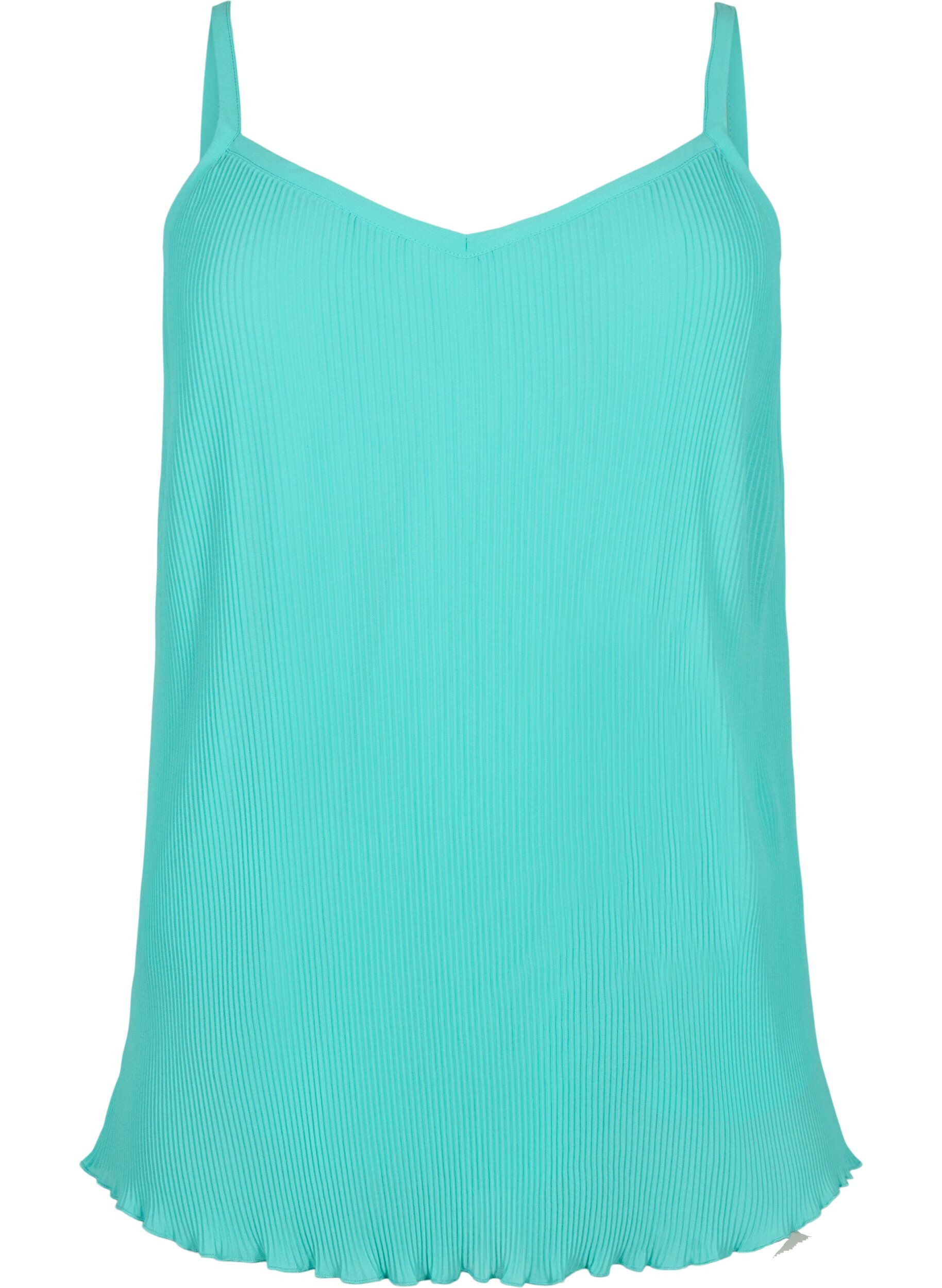 Zizzifashion Pleated sleeveless top, Turquoise, Packshot image number 0