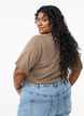 Short sleeve basic t-shirt with v-neck, Brown, Model image number 2