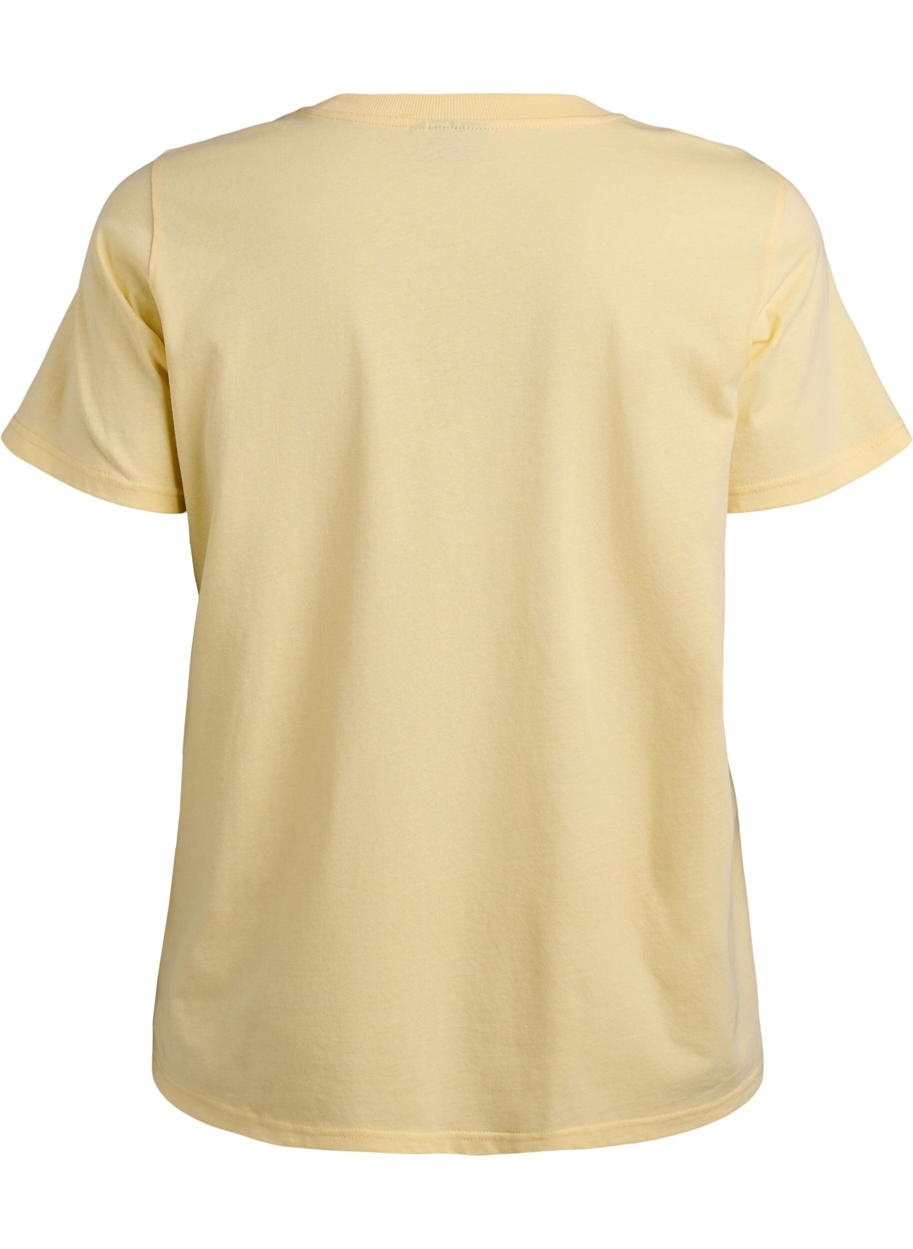 Zizzifashion Basic cotton T-shirt with round neck, Yellow, Packshot image number 1