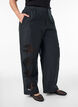 Cotton trousers with embroidered cut-outs, Black, Model image number 2