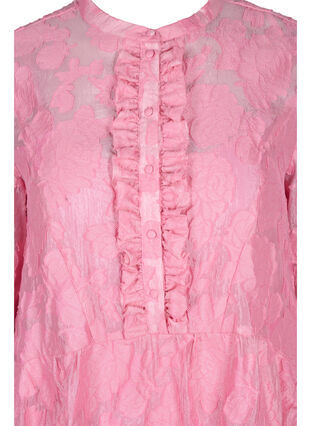 Jacquard dress with ruffles and A-line, Cashmere Rose, Packshot image number 3