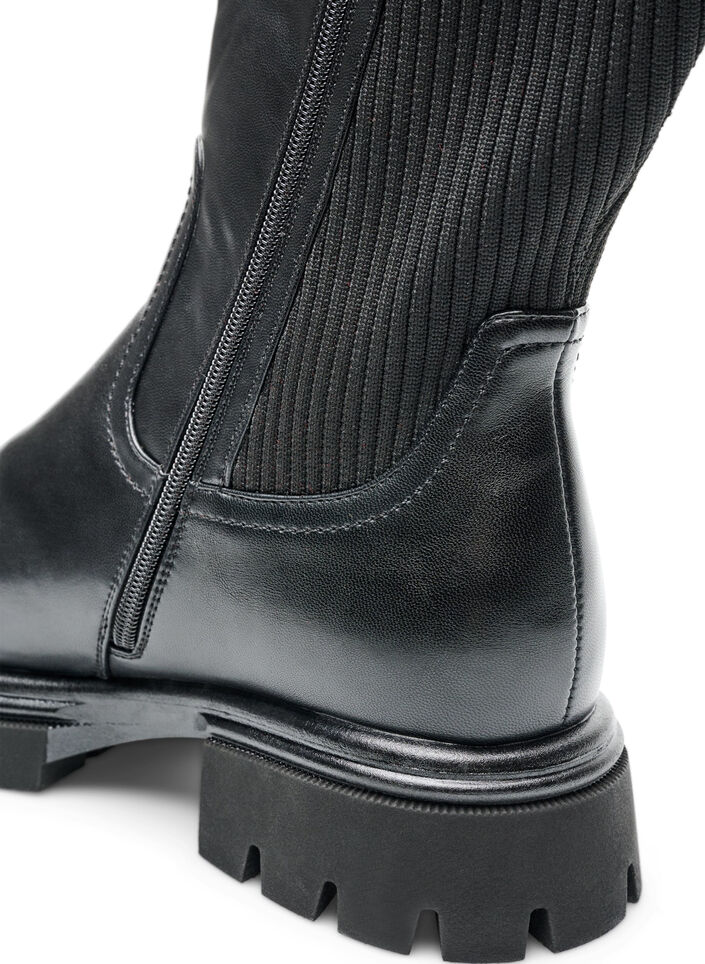 Long boot with rib panels, Black, Packshot image number 5