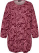 Short cotton dress with an elasticated hem and long sleeves, Dark Bordeaux, Packshot image number 0
