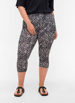 3/4-length leggings with print, Black Zebra AOP, Model image number 2