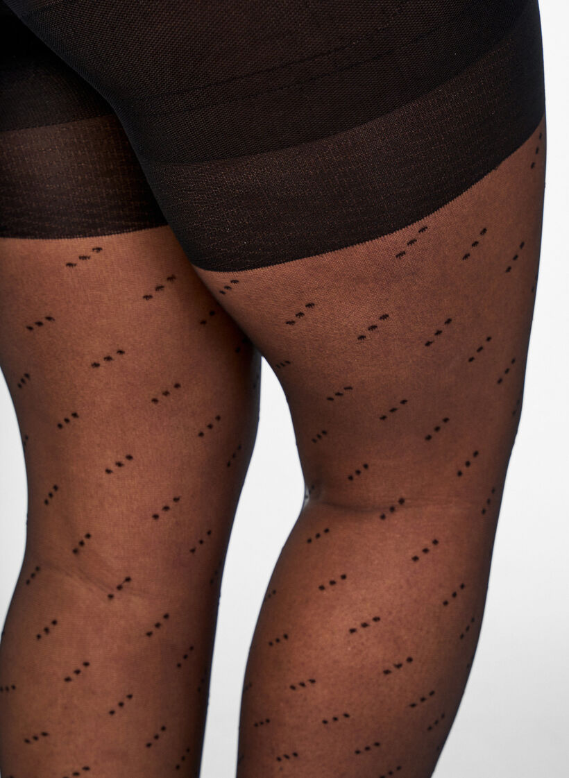 25 denier push-up tights with a dot pattern, Black, Model image number 2