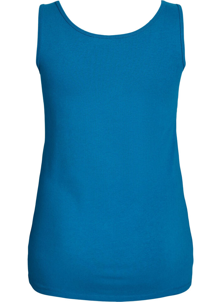 Solid color basic top in cotton, Petrol, Packshot image number 1