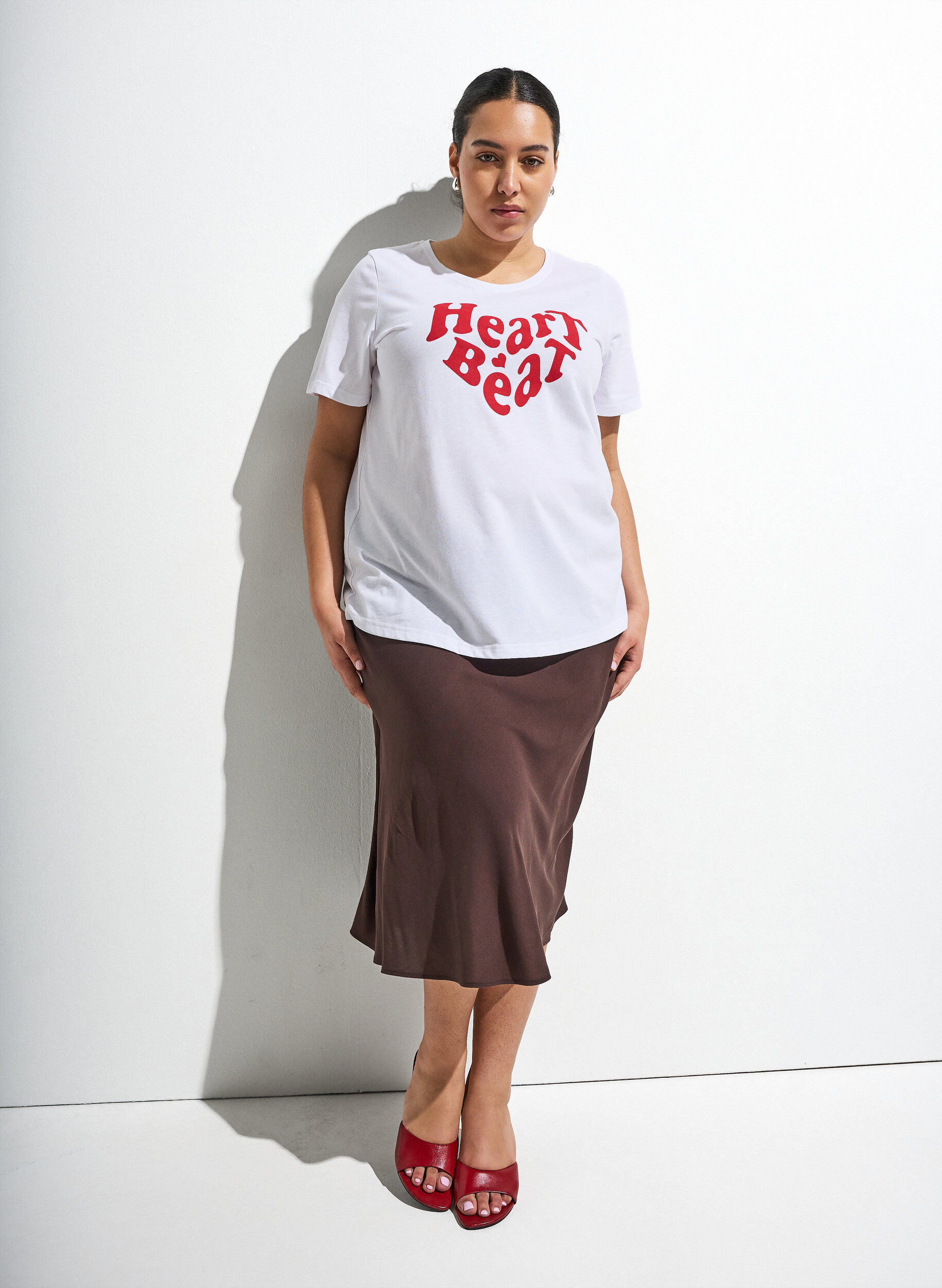 Zizzifashion Viscose skirt with an elasticated waist, Brown, Image image number 0