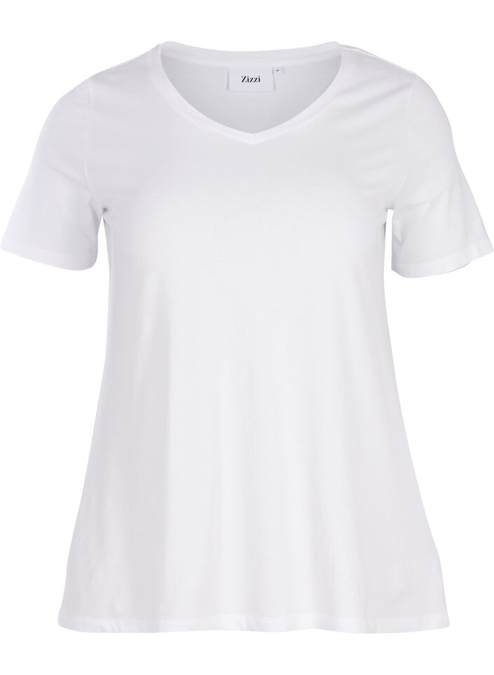Solid-coloured basic cotton T-shirt, White, Packshot image number 0