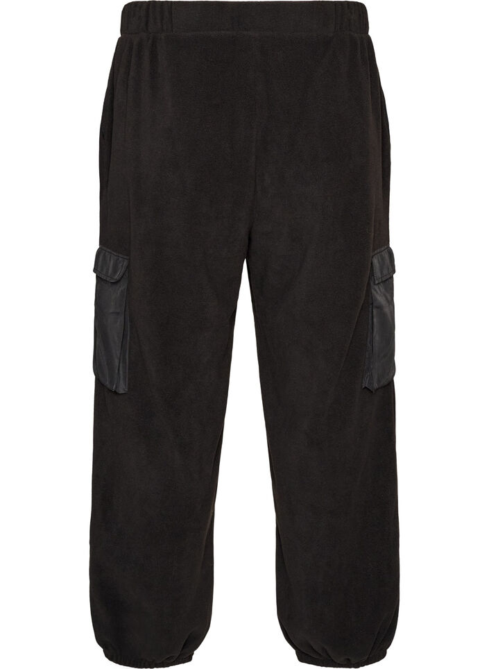 Fleece joggers with cargo pockets, Black, Packshot image number 1