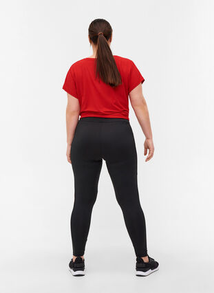 Cropped sports leggings with print details, Black, Model image number 1