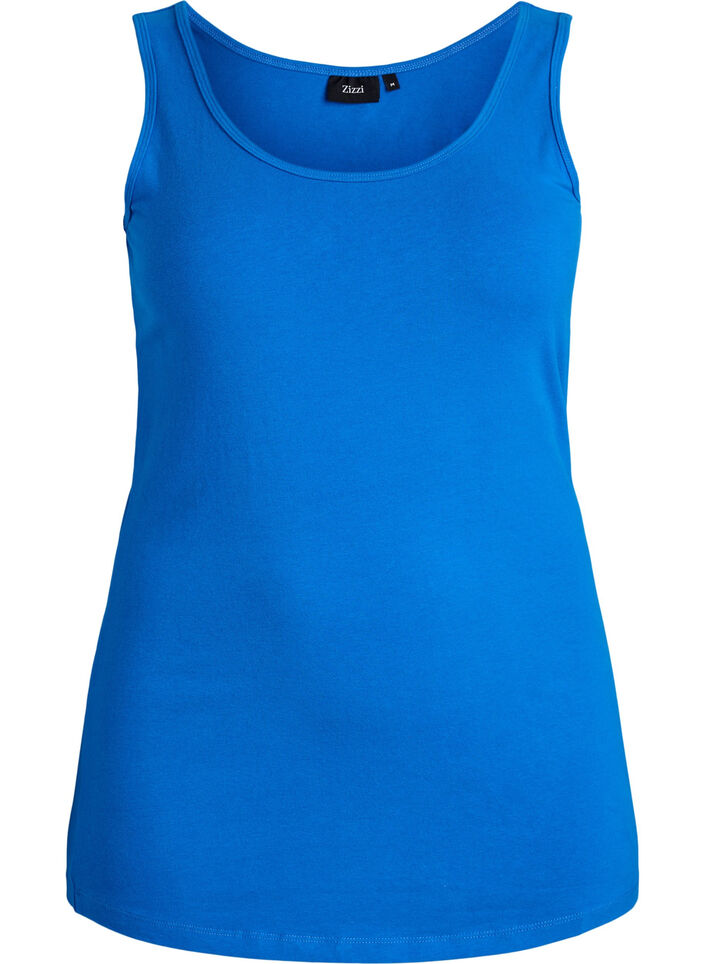 Solid color basic top in cotton, Blue, Packshot image number 0