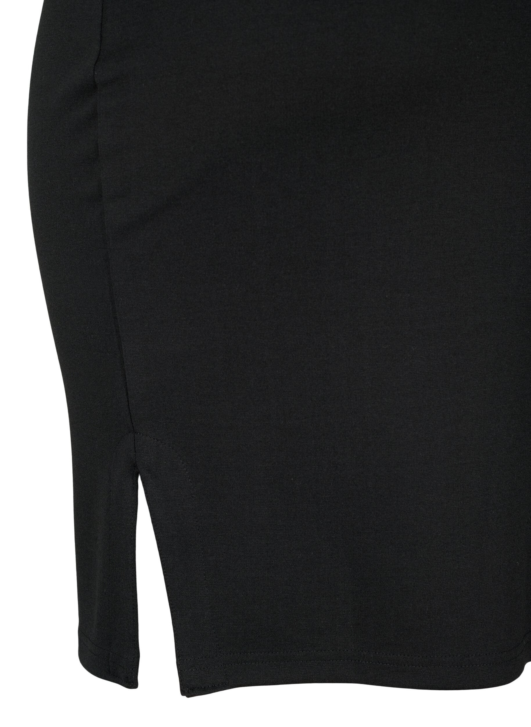 Zizzifashion Tight-fitting viscose skirt with slit, Black, Packshot image number 3