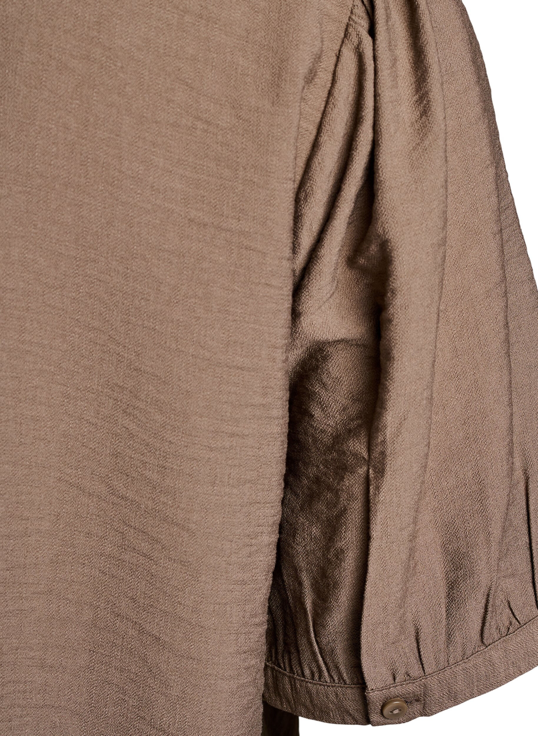 Zizzifashion Viscose blouse with 1/2 sleeves, Brown, Packshot image number 3