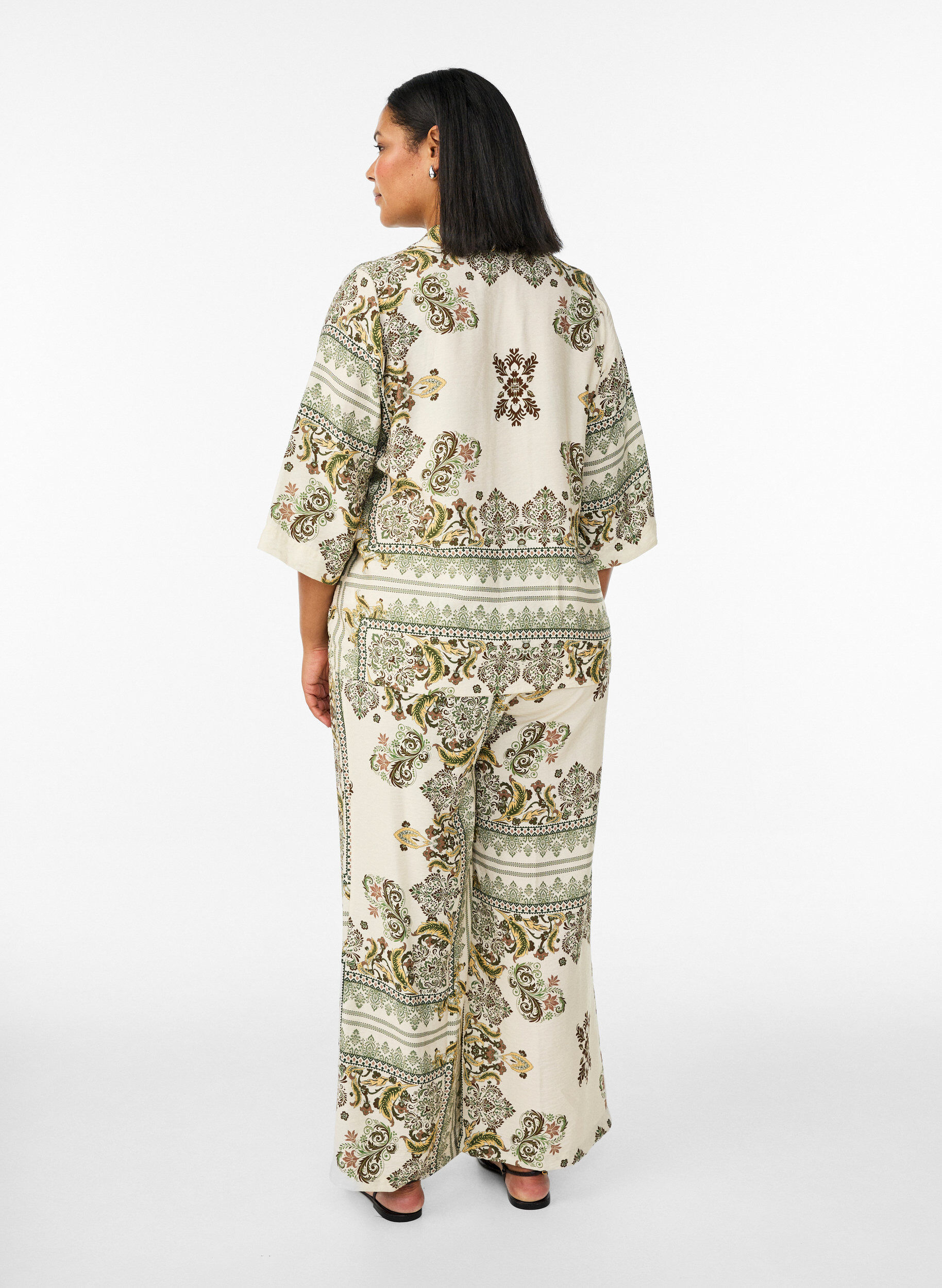 Zizzifashion Patterned wide-leg trousers, Green, Model image number 2