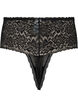 Bottomless lace g-string with regular waist, Black, Packshot image number 1