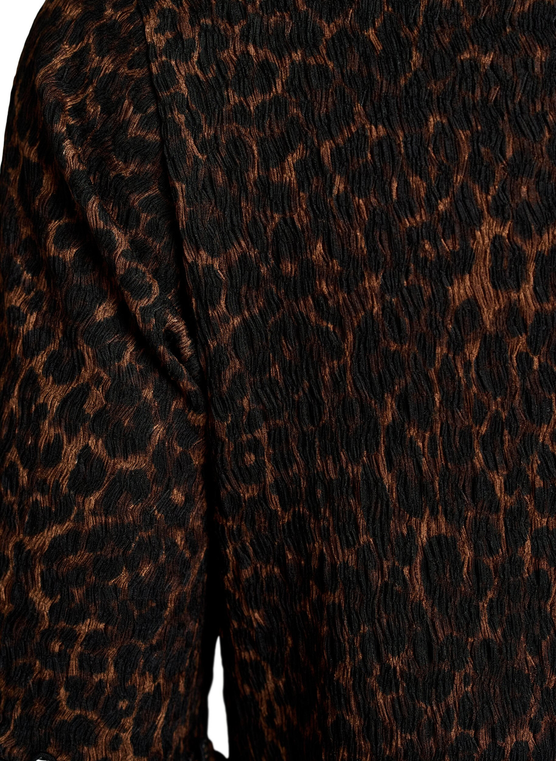 Zizzifashion Textured midi dress with short sleeves, Brown, Packshot image number 3