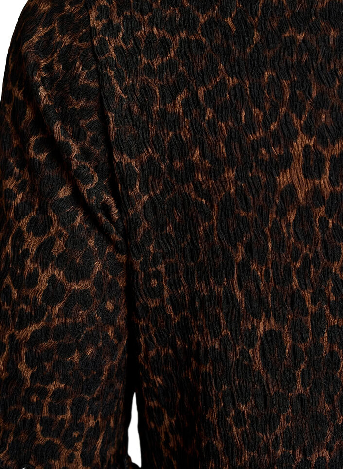 Textured midi dress with short sleeves, Brown, Packshot image number 3