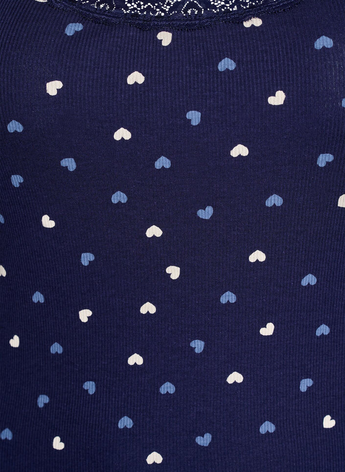 Top with print and lace edge, Blue, Packshot image number 2