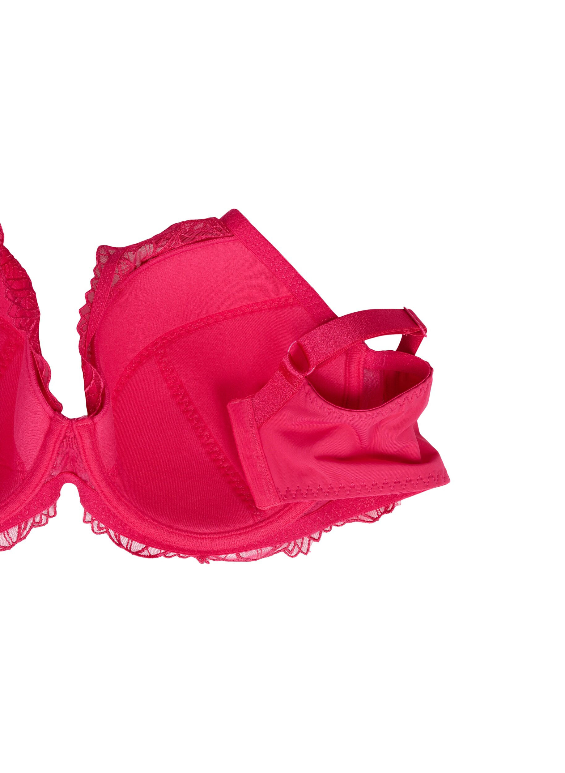 Zizzifashion Padded lace bra with underwire, Pink, Packshot image number 3