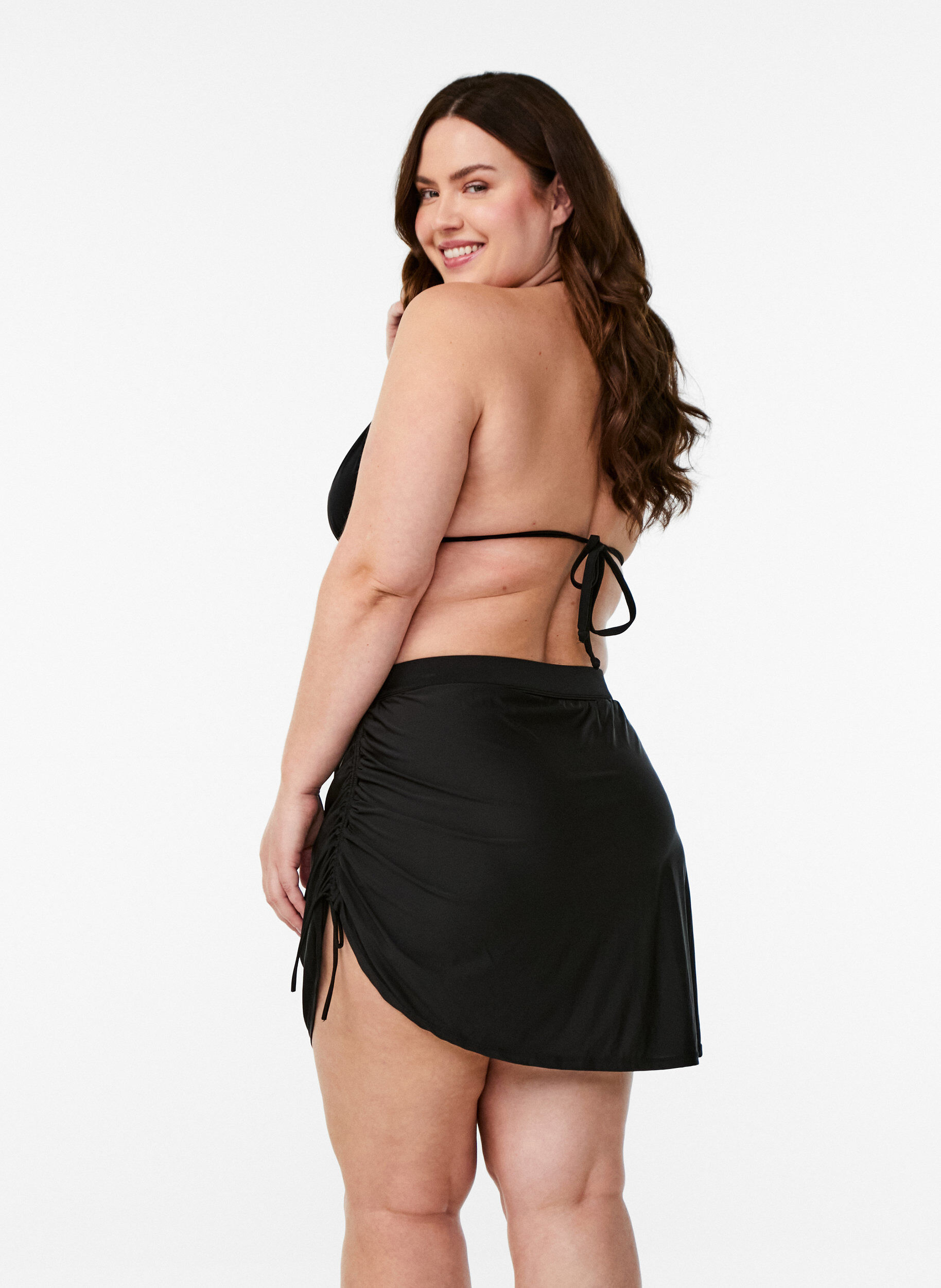 Zizzifashion Bikini skirt with attached briefs, Black, Model image number 2