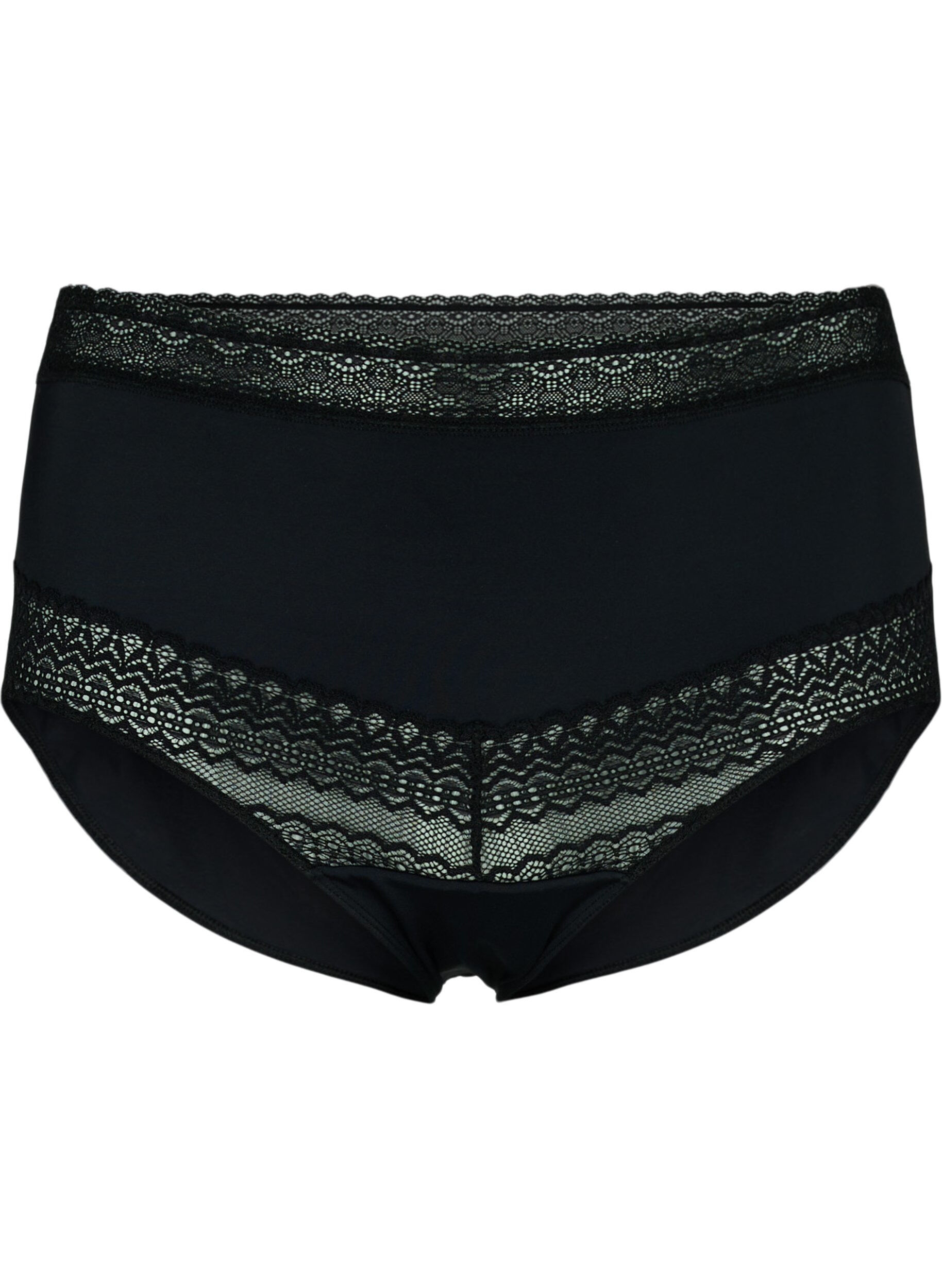 Zizzifashion High-waisted knickers with laces, Black, Packshot image number 0
