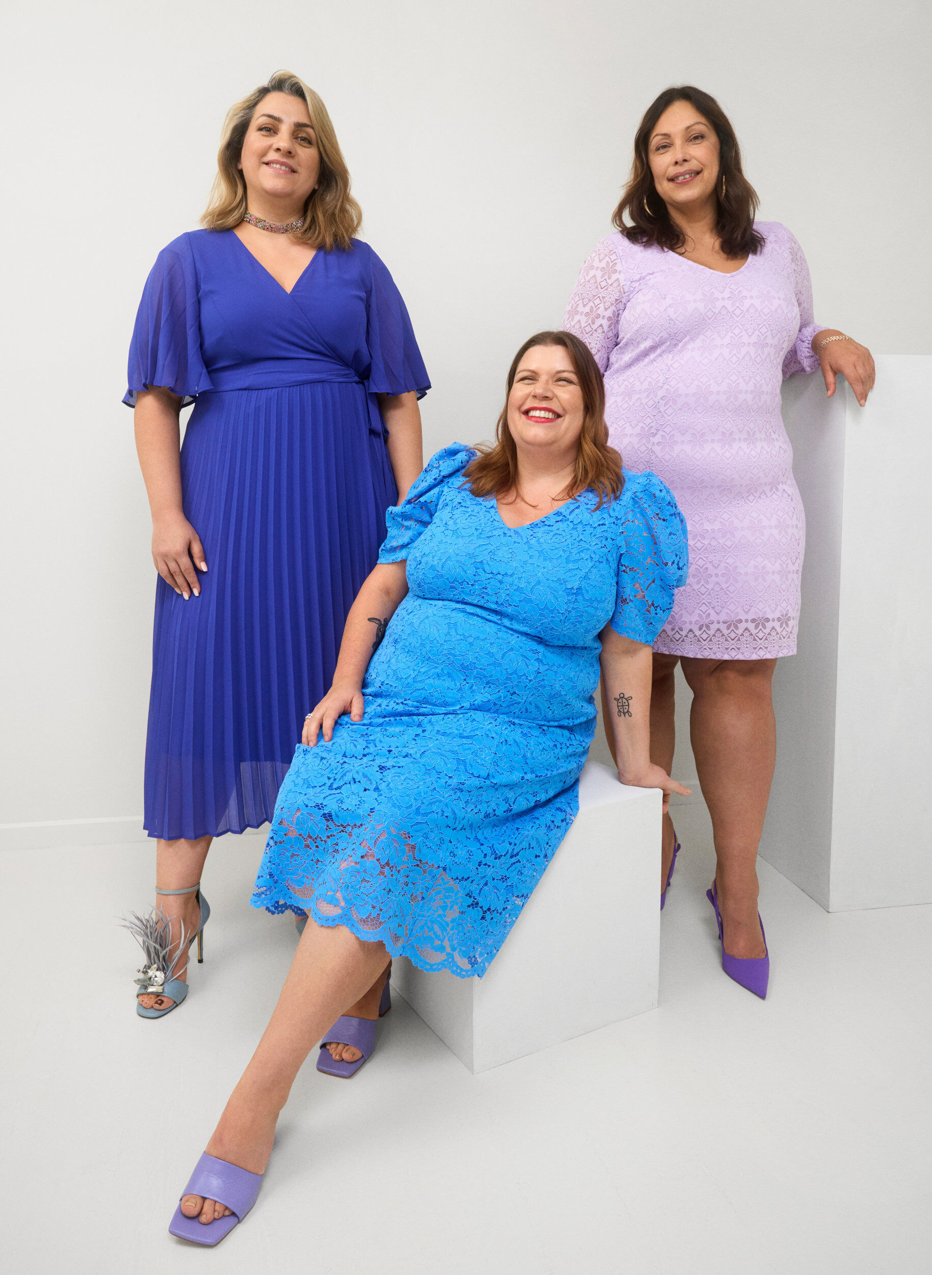 Zizzifashion Pleated midi dress with short sleeves, Clematis Blue, Image image number 0