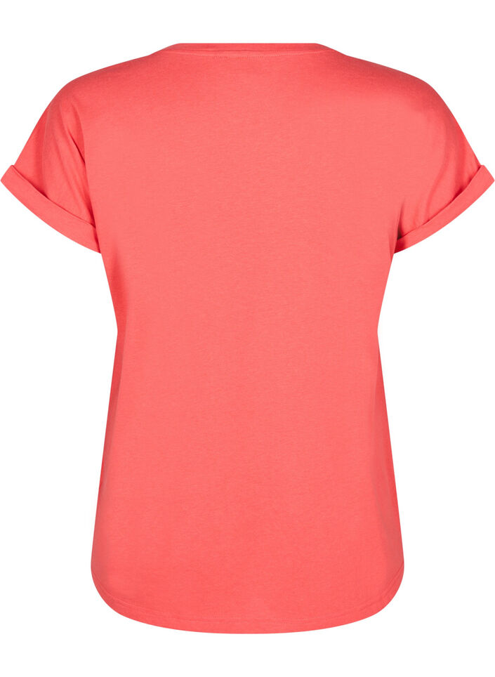 Short sleeve cotton blend T-shirt, Red, Packshot image number 1