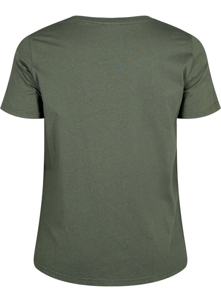 Cotton t-shirt with rhinestone motif, Thyme w. Rhinestones, Packshot image number 1