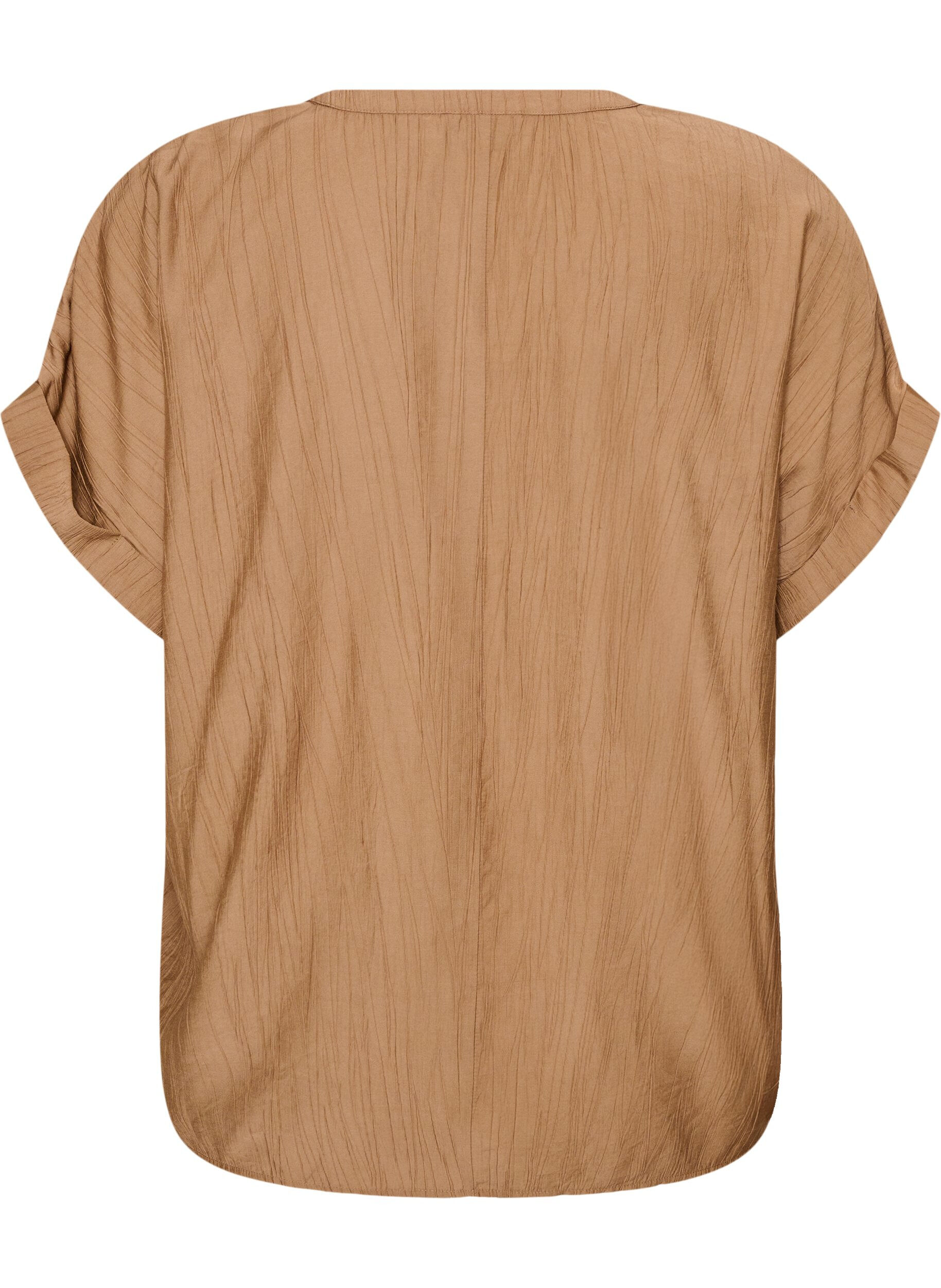 Zizzifashion Viscose blouse with buttons and texture, Brown, Packshot image number 1