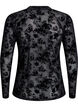 Mesh blouse with floral pattern, Black, Packshot image number 1