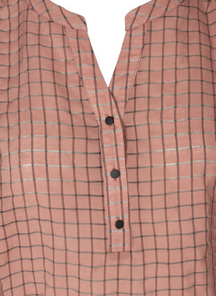 Checked blouse with buttons and puff sleeves, Rosa Check, Packshot image number 2