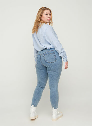 High-waisted Amy jeans with stone wash, Stone Washed, Model image number 1