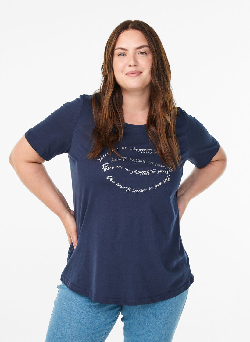 T-shirt with motif, Blue, Model image number 0