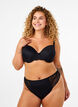 Microfibre G-string with lace, Black, Model image number 0
