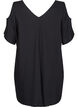 Beach dress with shoulder detail in viscose, Black, Packshot image number 1