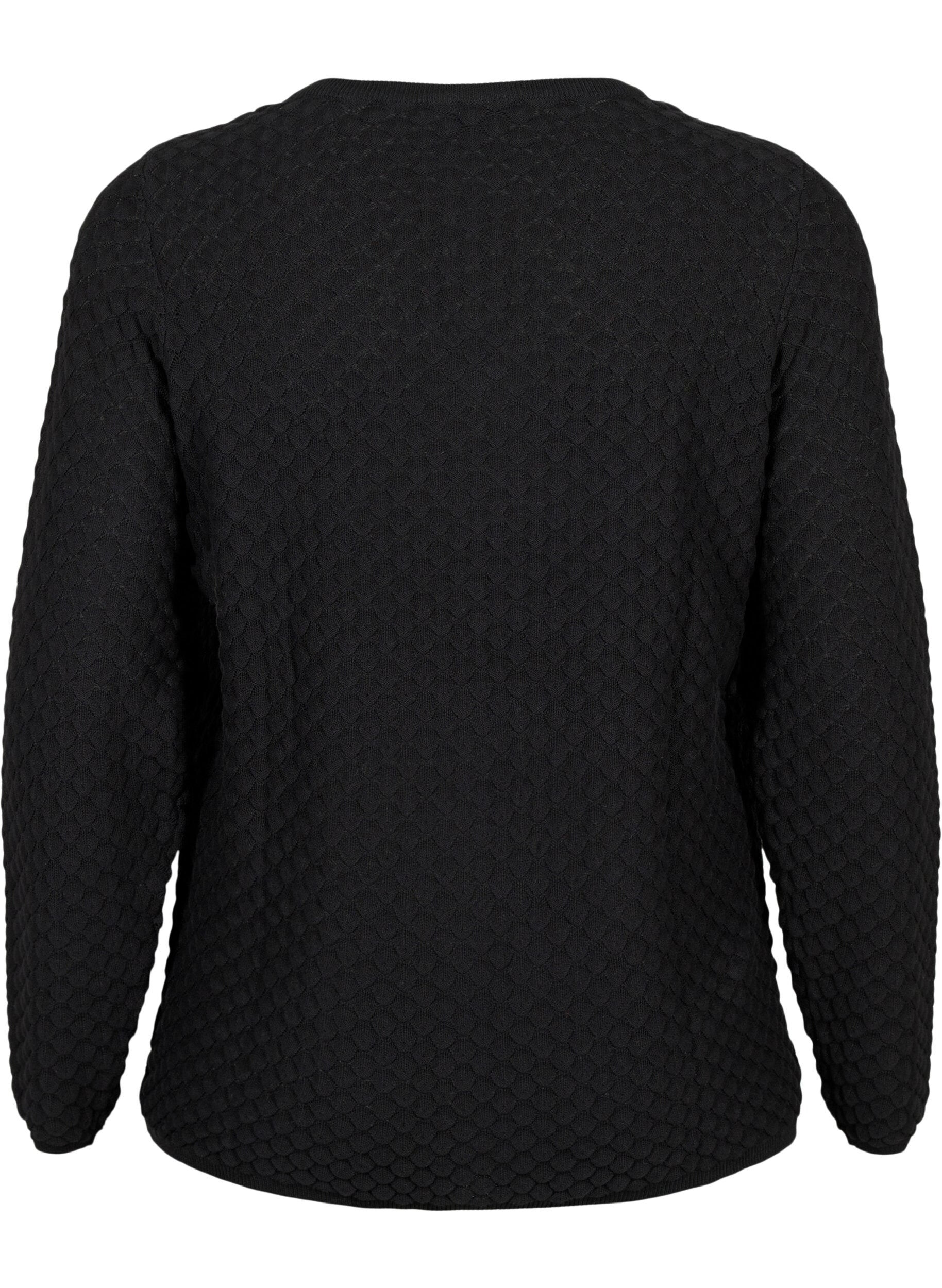 Zizzifashion Structure-patterned pullover in organic cotton	, Black, Packshot image number 1