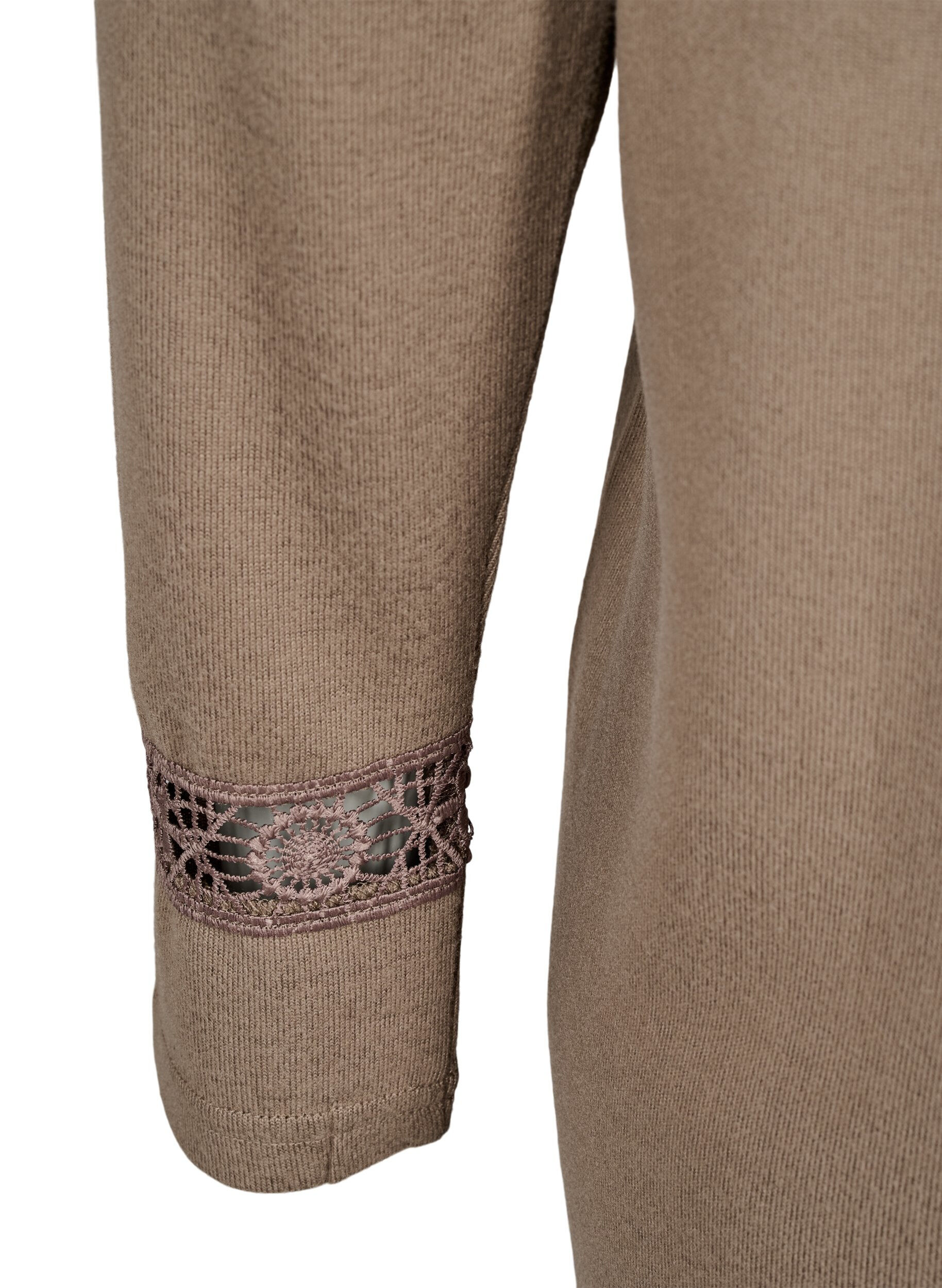 Zizzifashion Blouse with embroidery details and long sleeves, Brown, Packshot image number 3