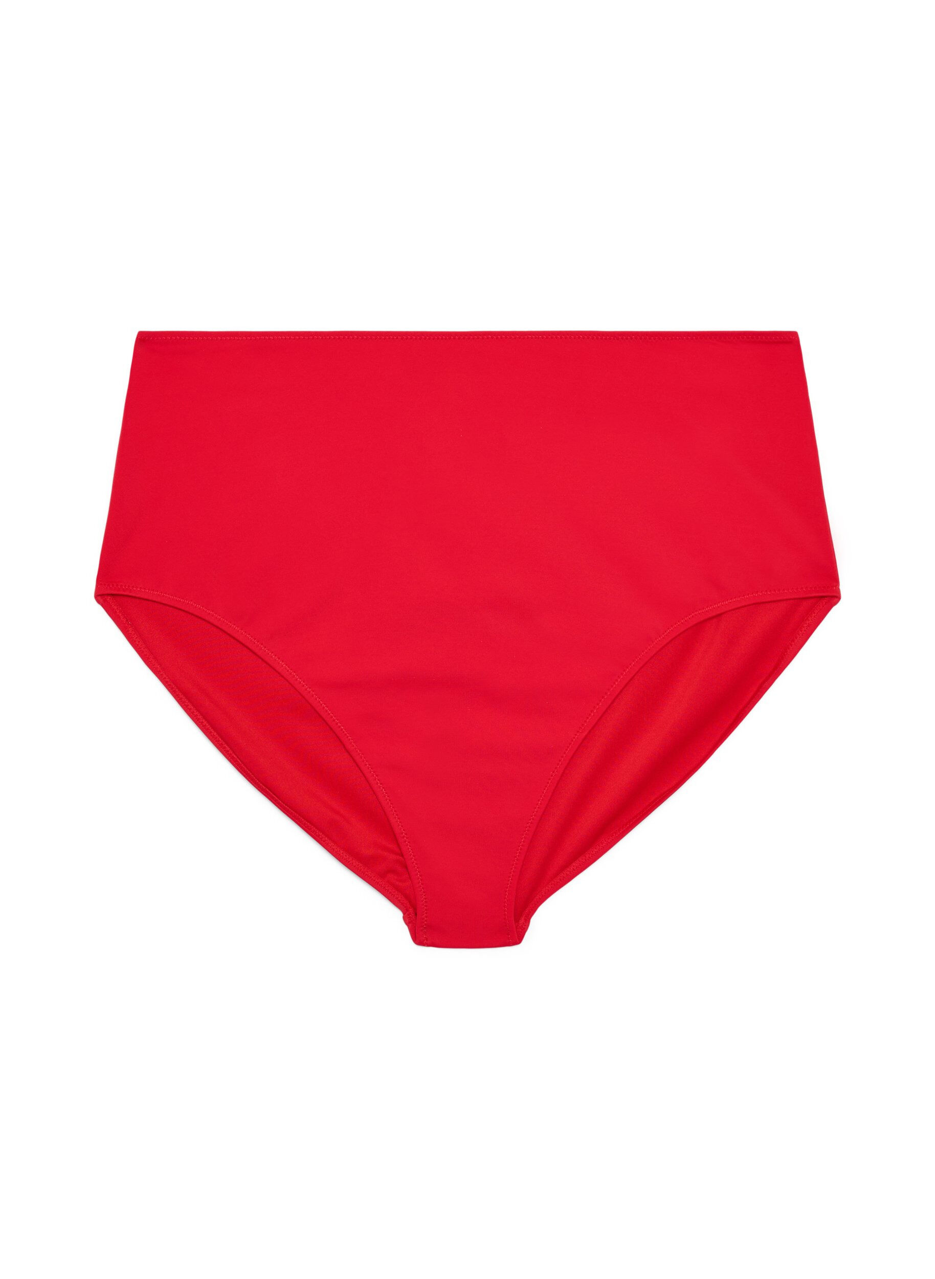Zizzifashion Solid colour bikini bottom with high waist, Red, Packshot image number 0