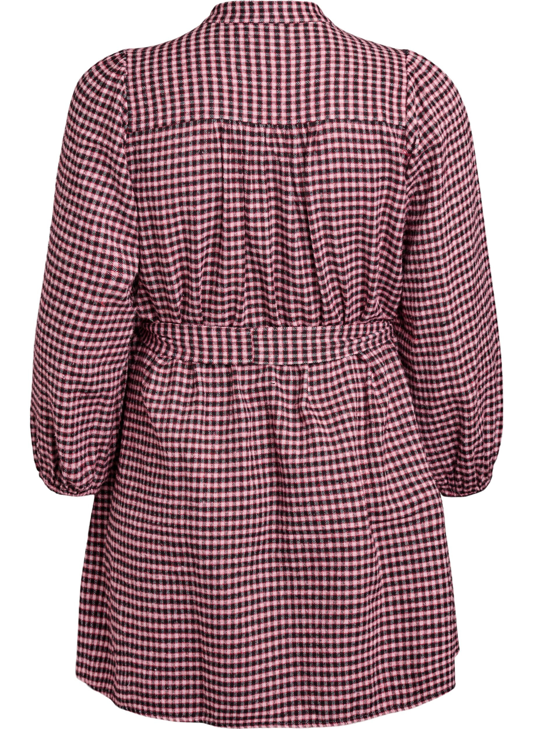 Zizzifashion Short checked dress with a tie-belt, Red, Packshot image number 1