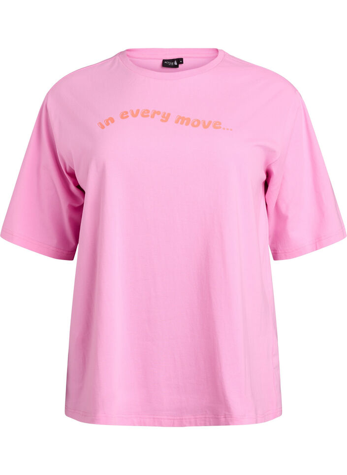 Sporty t-shirt in organic cotton, Pink, Packshot image number 0