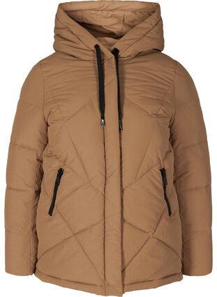 Short winter jacket with hood and pockets, Rubber, Packshot image number 0