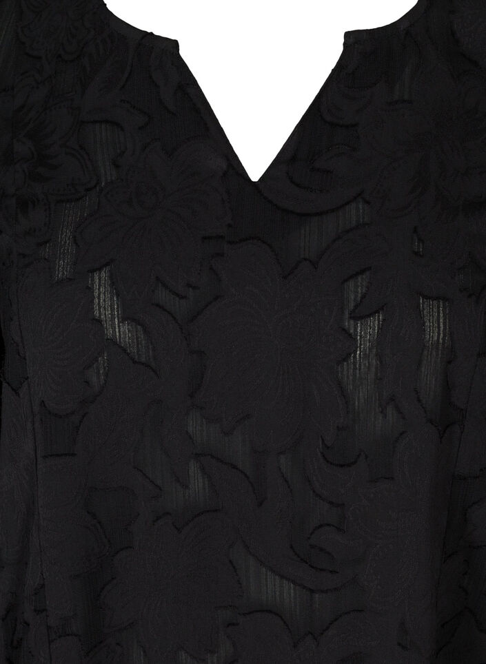 Loose V-neck tunic, Black, Packshot image number 2