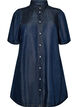 Denim dress in lyocell with buttons and short sleeves, Blue, Packshot image number 0