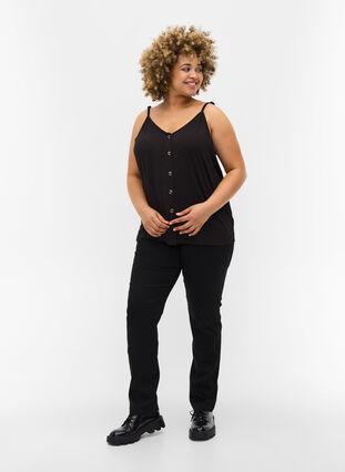 Viscose top with buttons, Black, Model image number 2