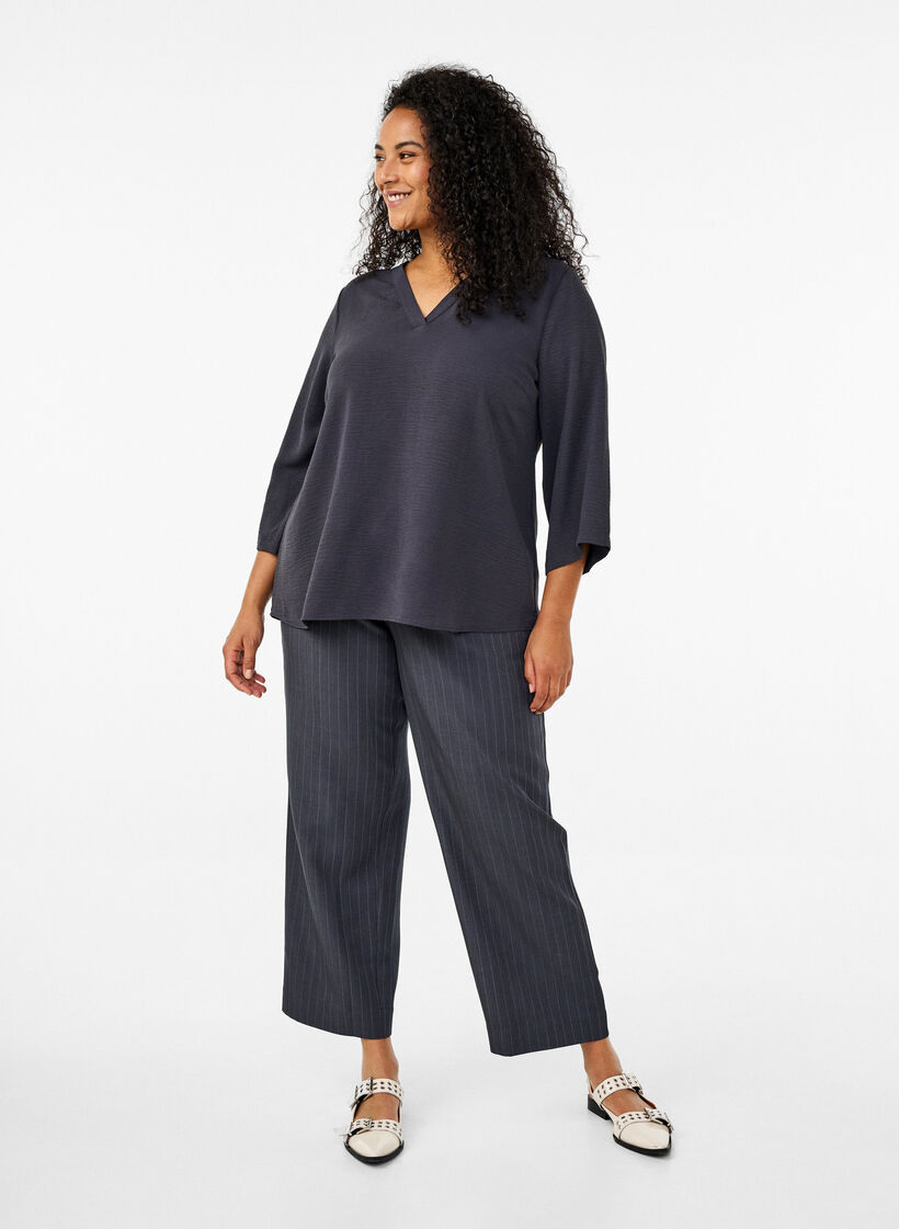 FLASH - Blouse with 3/4 sleeves, Dark Grey, Model image number 1