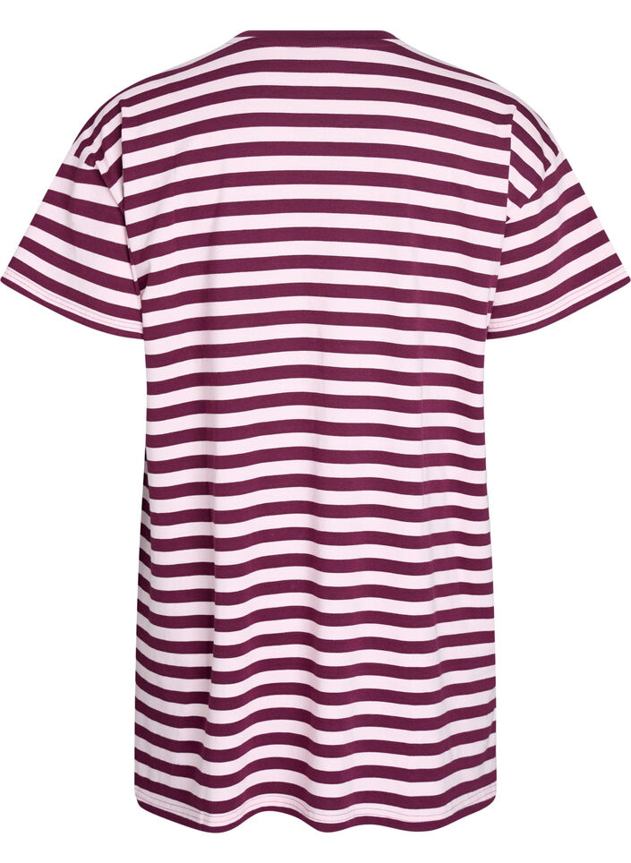 Long night t-shirt in organic cotton with stripes, Red, Packshot image number 1